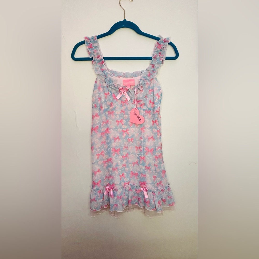 BNWT Sugar Thrillz Pink and Blue Bow Dress - Picture 2 of 6